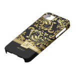 Elegant Black & Gold Damask with Monogram iPhone 5 Case