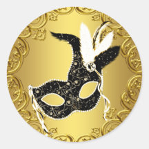 Elegant Black Gold Masquerade Party Stickers