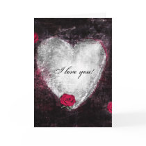 Elegant black heart & roses "I love you" cards