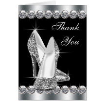 Elegant Black High Heel Shoe Thank You Cards