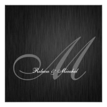 Elegant Black Monogram Wedding Invitation