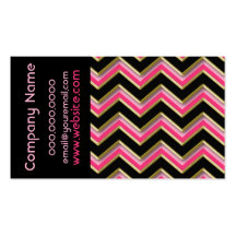 Elegant Black on Hot Pink  ZigZag  Business Card