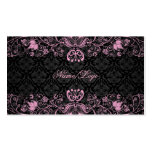 Elegant Black & Pastel Pink Floral Swirls Business Cards