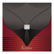 Elegant Black Red Contemporary Party Custom Invite