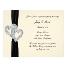 Elegant Black Ribbon Engagement Party Invitation