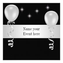 Elegant Black White Balloons Special Event Custom Invitation