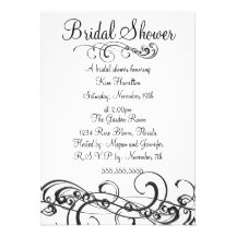 Elegant Black & White Swirl Bridal Shower Invite