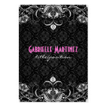 Elegant Black & White Vintage Floral Swirls Business Card Template