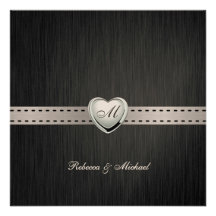 Elegant (Blank) Damask Monogram Wedding Invites