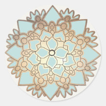 Elegant Blue and Gold Lotus Flower Sticker
