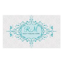 Elegant Blue And White Vintage Lace Frame Business Cards