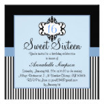 Elegant Blue & Black Chic Sweet 16 Invite