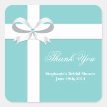 Elegant Blue Bridal Shower Favour Tag Sticker