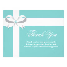 Elegant Blue Bridal Shower Thank You Card Personalised Announcement