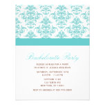 Elegant Blue Damask Pattern Bachelorette Party Custom Invites