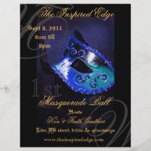 Elegant Blue Masquerade Ball Party Event Flyer