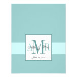Elegant  Blue Monogram Wedding RSVP Custom Announcement