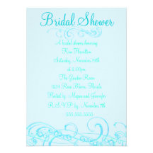 Elegant Blue Swirl Bridal Shower Invite