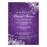 Elegant Bridal Shower Vintage Swirls Purple Personalized Announcement
