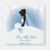 Elegant Bride Silhouette Wedding Favour Magnets