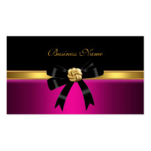 Elegant Bright Pink Black Gold Jewel Bow Business Cards