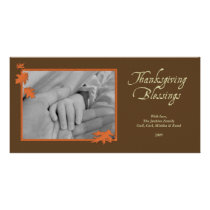 Elegant brown orange falling leaves Thanksgiving photo cards