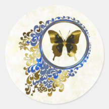 Elegant Butterfly envelope seals Round Stickers