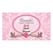 Elegant Cake Bakery Damask Business Cards