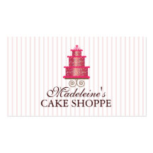 Elegant Cake in Pink Custom Bakery Business Card