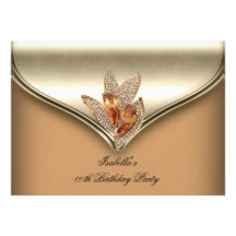 Elegant Caramel Beige Gold Birthday Party Personalized Invite