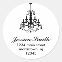 Elegant Chandelier Address Labels Round Sticker