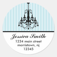 Elegant Chandelier and Stripes Address Labels Stickers