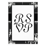 elegant chandelier black white damask design announcement