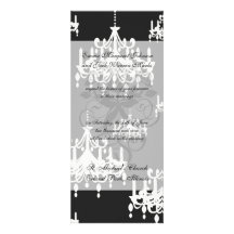 elegant chandelier black white damask personalized announcement