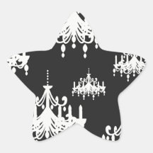 elegant chandelier black white damask sticker