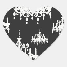 elegant chandelier black white damask stickers