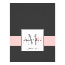 Elegant Charcoal Pink Monogram Wedding RSVP Custom Invites