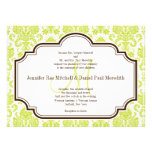 Elegant Chartreuse Damask Wedding Invitations invitations