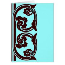 Elegant Chocolate and Teal Gothic Blank Art Cards