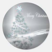 Elegant Christmas Tree and  Silver Star Sticker