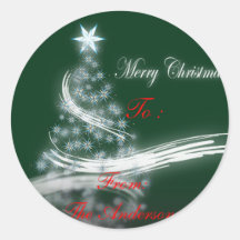 Elegant Christmas Tree Gift tag labels Stickers
