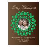 Elegant Christmas Wreath Photo Flat Card - Brown Personalised Invites