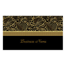 Elegant Classy Gold Damask Embossed black Business Card