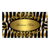 Elegant Classy Zebra Sepia Gold Metal Look Business Cards