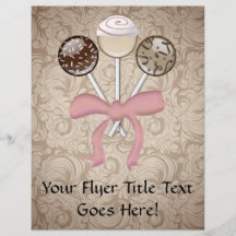 Elegant Cocoa Damask Cake Pop Custom Flyer