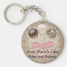 Elegant Cocoa Damask Cake Pop Key Chain