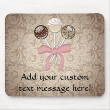 Elegant Cocoa Damask Cake Pop Mouse Pads