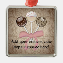 Elegant Cocoa Damask Cake Pop Ornament