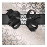 Elegant Cream and Silver Invitation with Bow