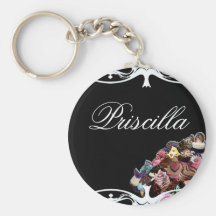 Elegant Cupcakes (Black Background) Keychain